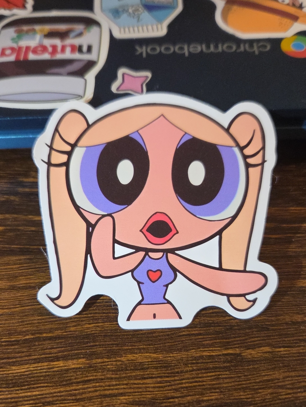 Girls Cartoon Sticker - Blonde Character in Purple Top